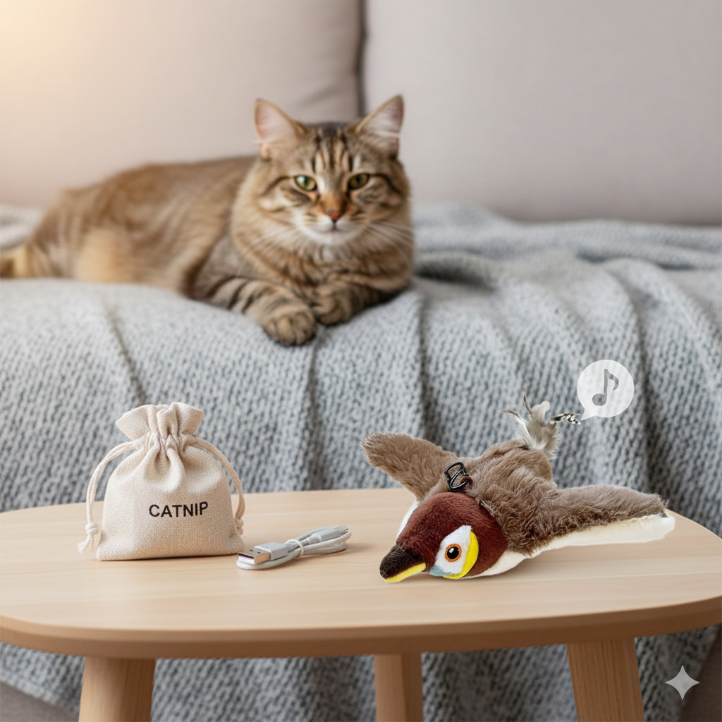 Pájaro Aleteador Recargable para Gatos